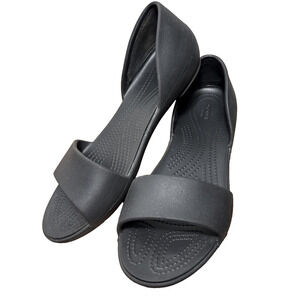 Crocs Sandals Woman's 9 Lina D'Orsay Open Toe Single Strap Flats Lightweight EUC